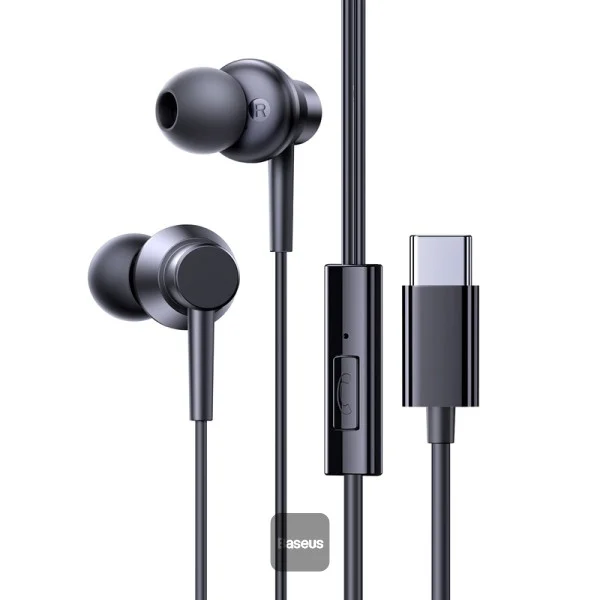 BaseusEncokCZ11WiredEarphonesClusterBlack_1-1773526775.webp Baseus Encok CZ11 Type-C Wired Headphone, In-Ear Headset USB-C Earphone With Mic - Image 1