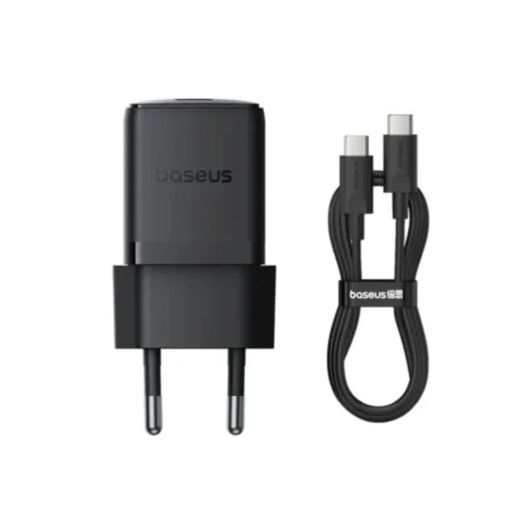 BaseusPalmSeriesFastCharger1C30WBlack_2-1773524237.webp Baseus Palm Fast Charger 1C 30W With Mini White Cable Type-C to Type-C 60W 1m - Image 1