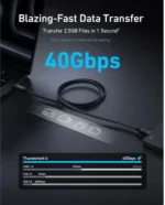 Anker Prime Thunderbolt 4 Cable 3.3 ft USB-C to USB-C 240W 40Gbps - Image 4